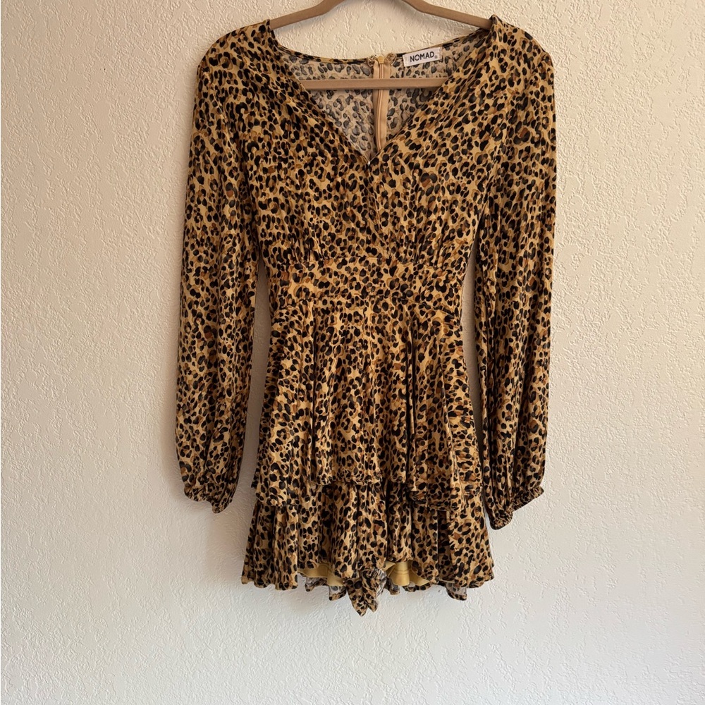 Leopard Print Long Sleeve Romper
